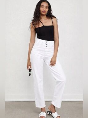 Decade Studio Bonnie Straight Leg High Waist Jeans Women’s Size 28 White